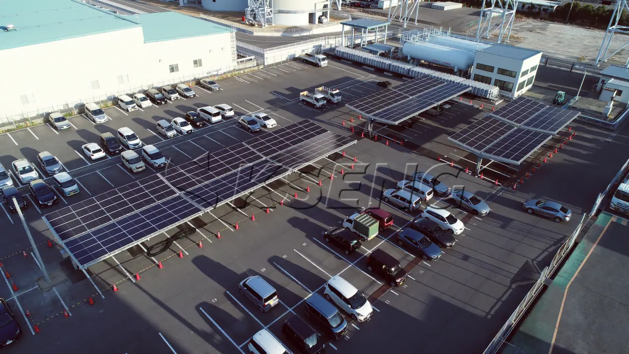 日本广岛车棚光伏支架130KW