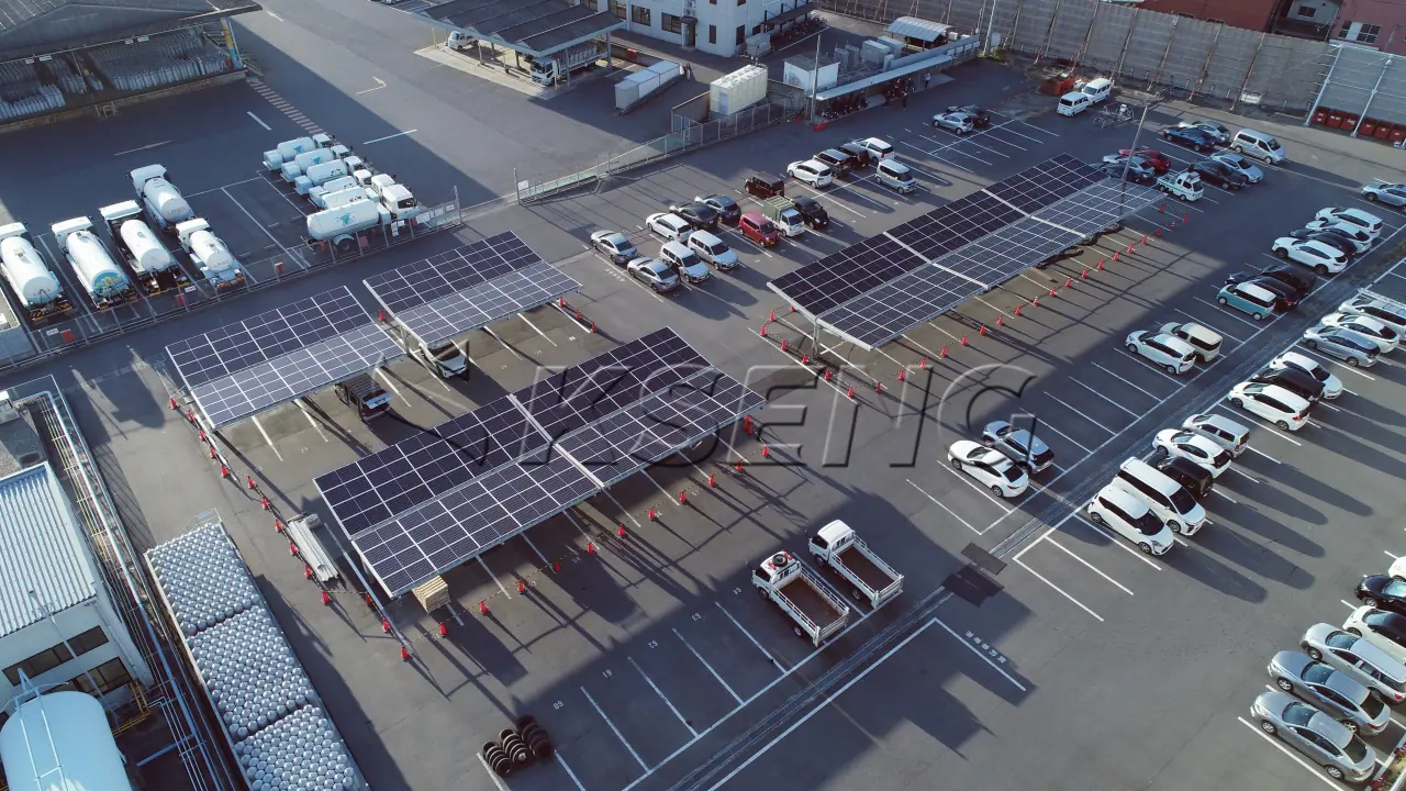 日本广岛车棚光伏支架130KW