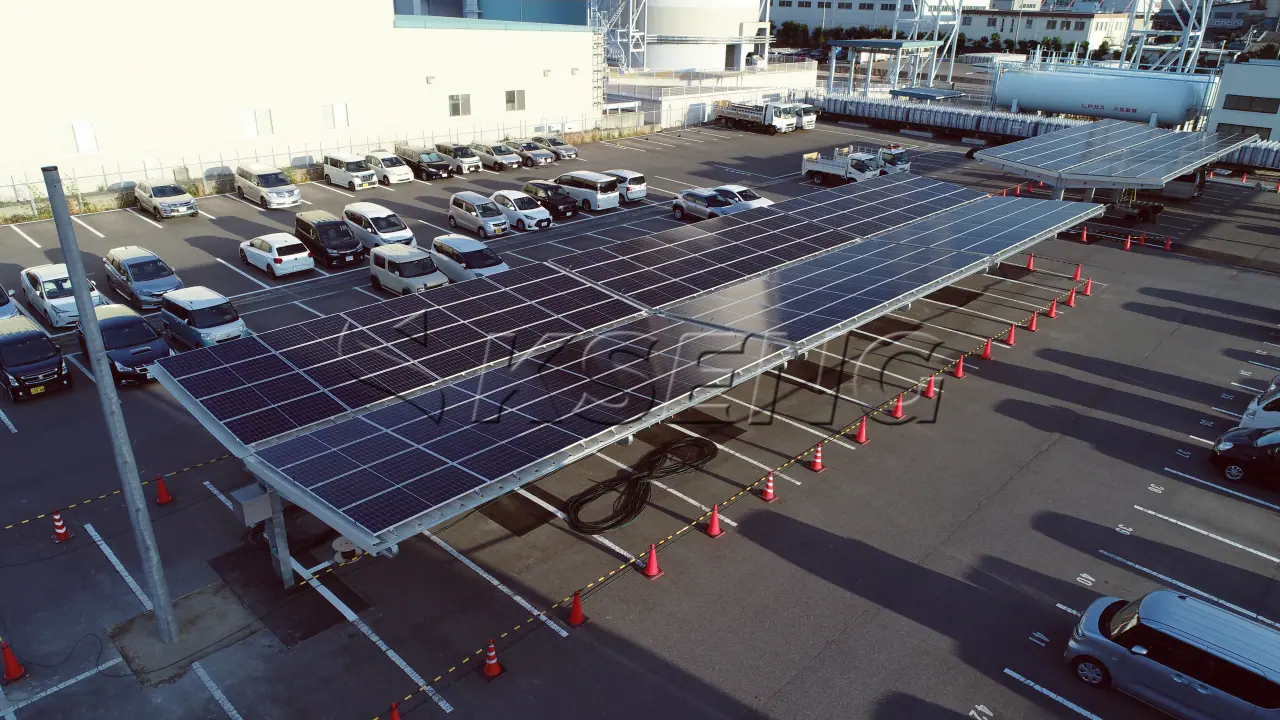 日本广岛车棚光伏支架130KW