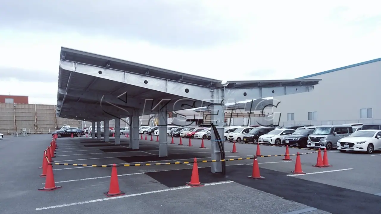 日本广岛车棚光伏支架130KW