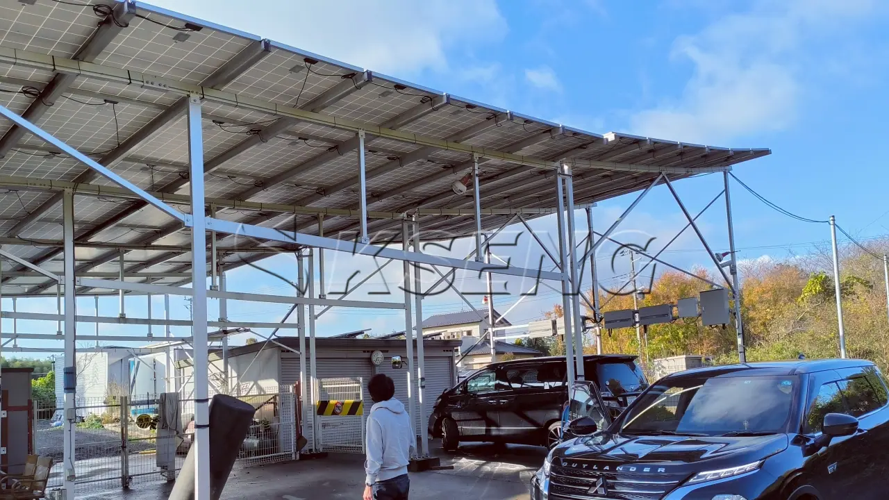日本防水车棚光伏支架138KW