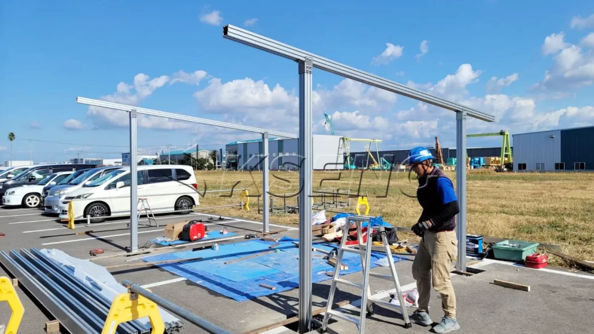 日本松山车棚光伏支架4.9KW项目案例