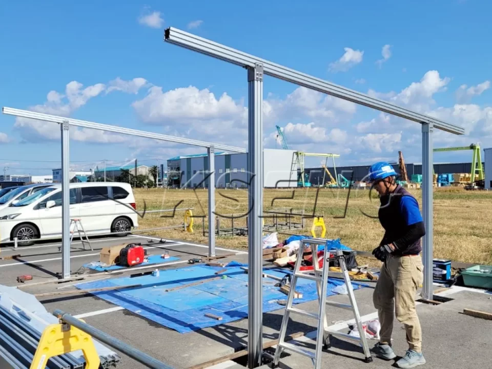 日本松山车棚光伏支架4.9KW项目案例
