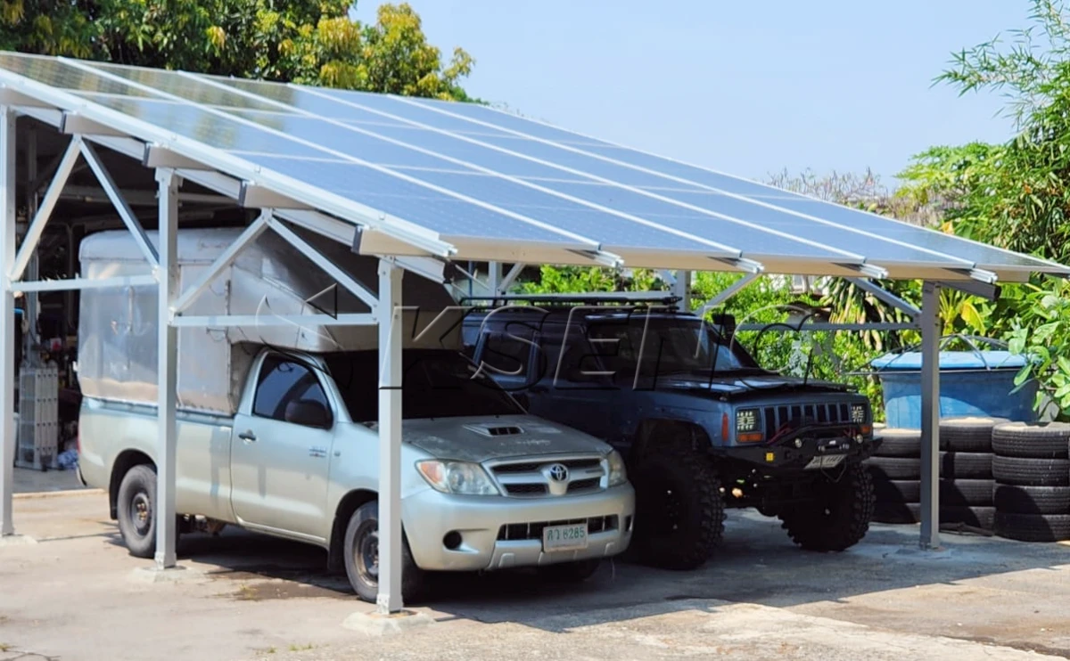 泰国铝合金车棚光伏支架9.4KW项目案例