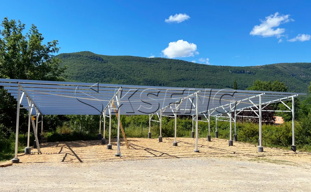法国防水车棚光伏支架48.4KW项目案例