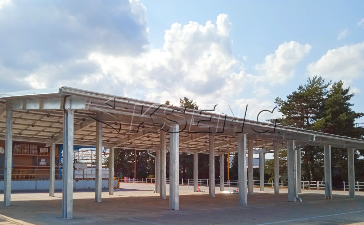 捷克碳钢车棚光伏支架100KW