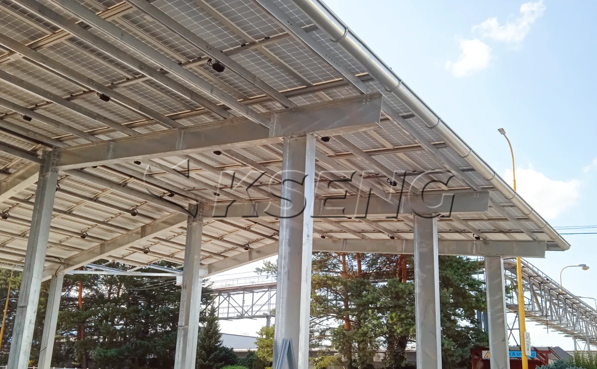 捷克碳钢车棚光伏支架100KW