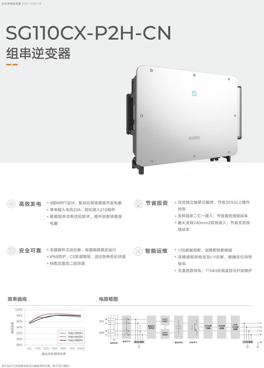 阳光电源光伏逆变器 SG110CX-P2H-CN 110kW