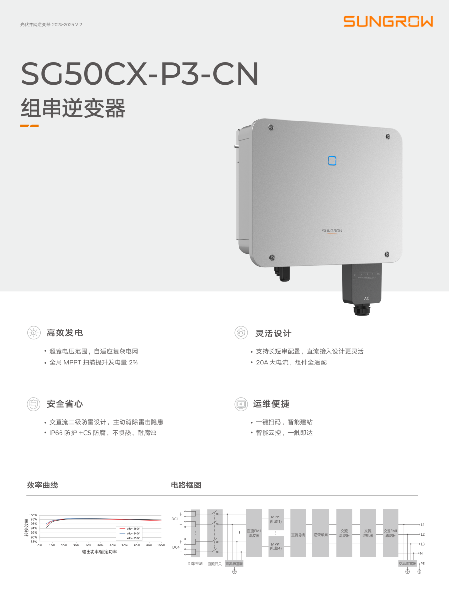 阳光电源50kW组串光伏逆变器 SG50CX-P3-CN